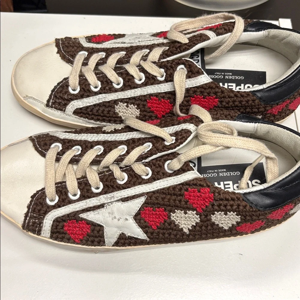 Golden Goose Superstar Brown and Red Women's Sneakers Crochet 39 Size 9